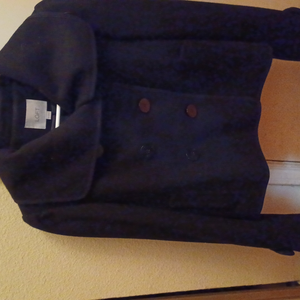LIKE NEW Loft Cropped Short Black Peacoat Size XS X-Small